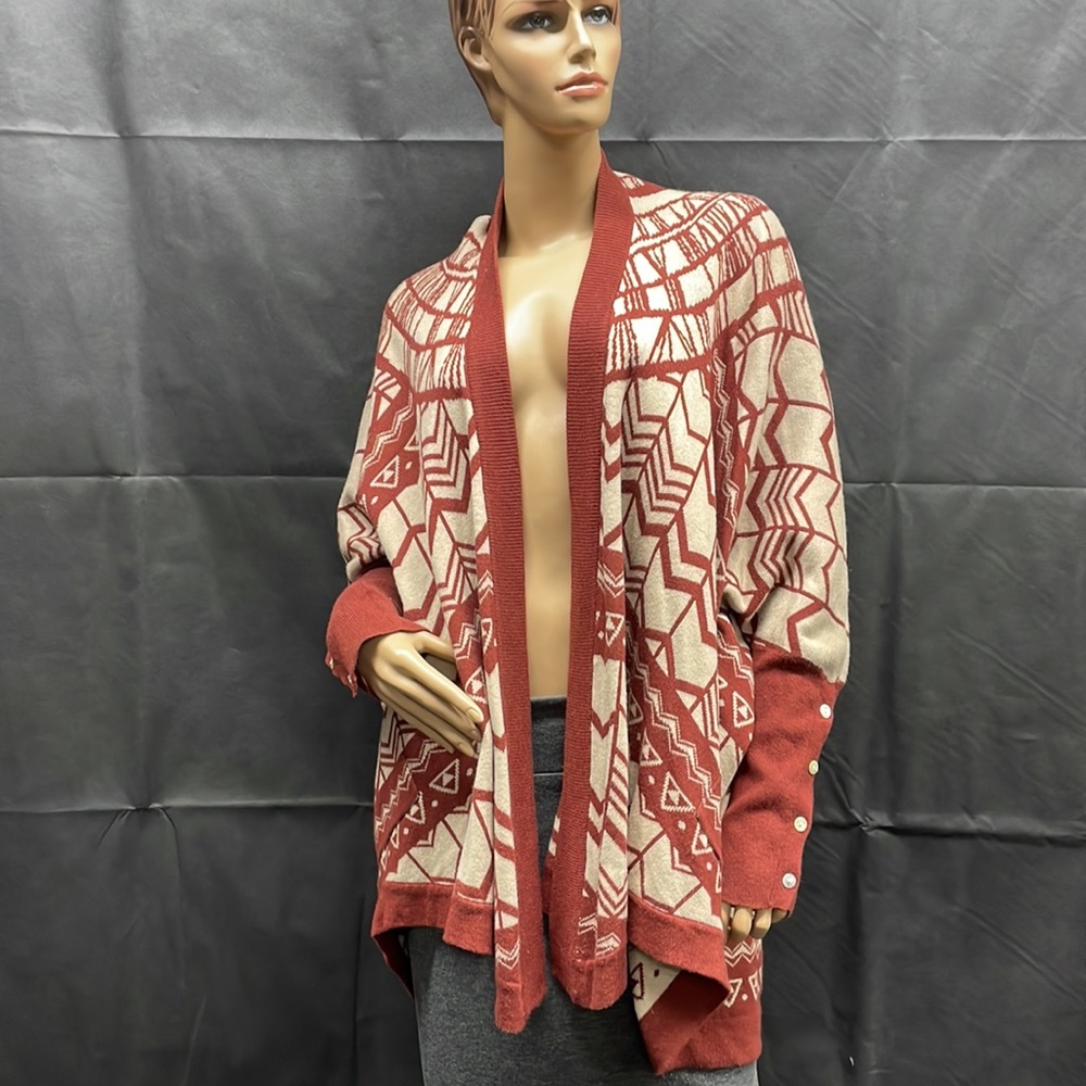 Forever 21 Rust & Tan Aztec Batwing Open Cardigan